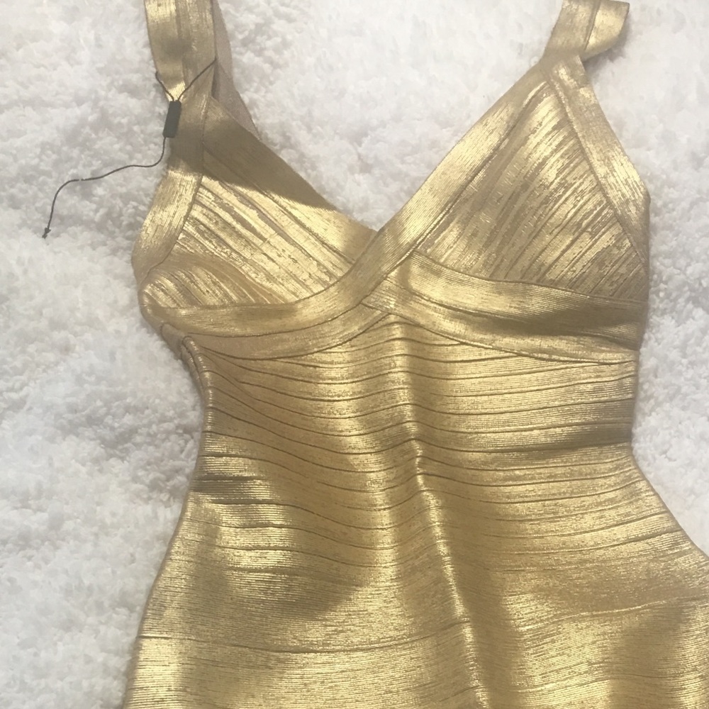 Kardashian Kollection Gold Bandage Dress